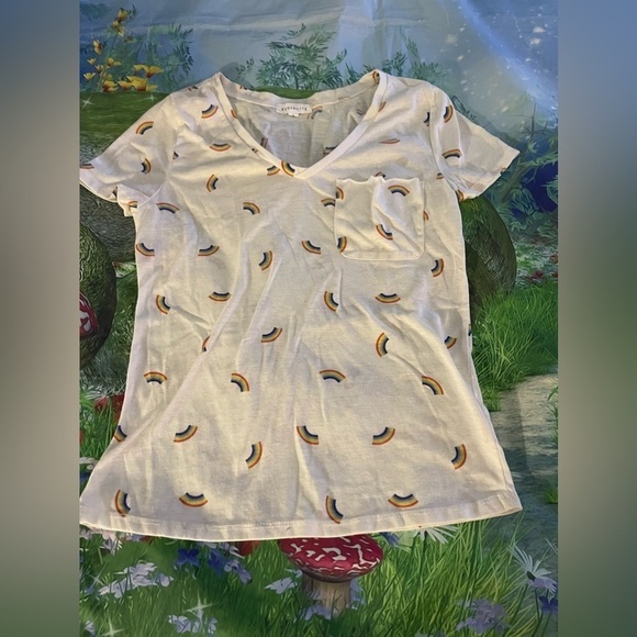 SOCIALITE Short Sleeve Pocket Tee, Rainbow 🌈 Print, S, EUC, For Bundles Only - Picture 1 of 4